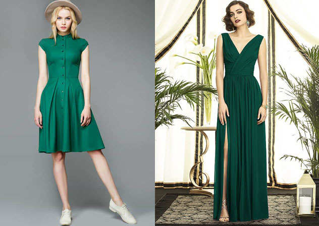 Как выбрать зелёное платье