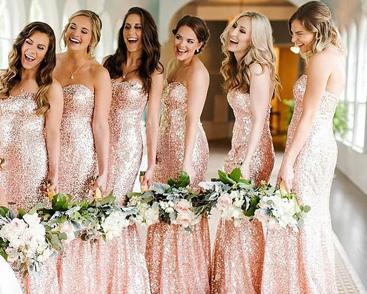 блестящие платья для подружки невесты или свидетельницы на свадьбе