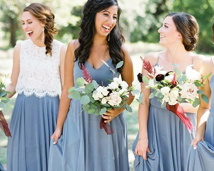 Длинные платья для подружки невесты, фото