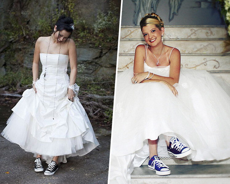 Как сочетать свадебное платье с кроссовками