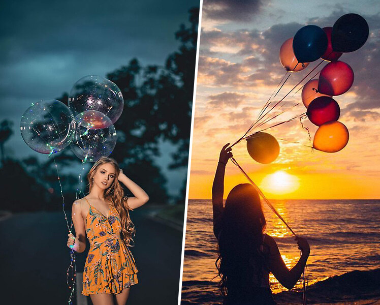 идеи для фотосессии летом с шариками