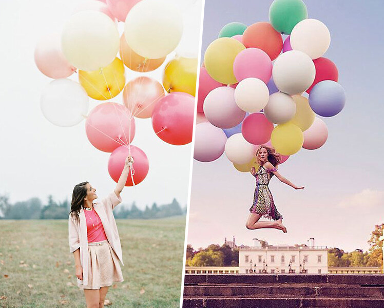 идеи фотосессии для девушки с шариками