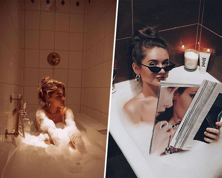 интересные идеи для фотосессии в ванной для девушек