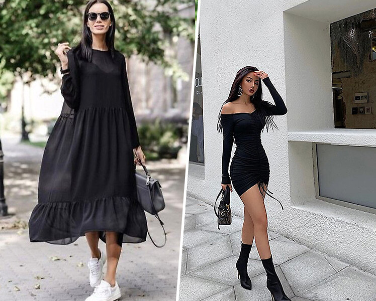 С чем носить черное платье? Полный экскурс по составлению образов с черным платьем