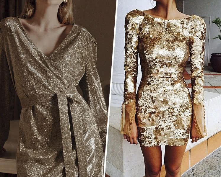 Золотые блестящие платья