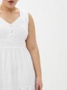 Повседневное белое свободное летнее хлопковое макси-платье с вышивкой и кружевными деталями, фото 6