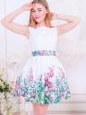 Коктейльное короткое платье с пышной юбкой и цветочным принтом, фото 3