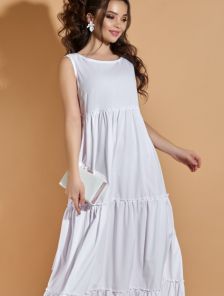 Легкое белое длинное платье на лето