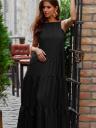 Черное летнее платье А-силуэта в пол с карманами, фото 2