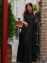 Черное летнее платье А-силуэта в пол с карманами, фото 4
