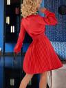Нарядное короткое шелковое платье красного цвета с юбкой плиссе, фото 3