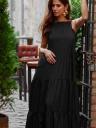 Черное летнее платье А-силуэта в пол с карманами, фото 12
