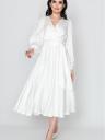 Нарядное белое шелковое платье до косточки на длинный рукав, фото 2