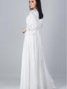 Вечернее белое шелковое платье в пол с длинными рукавами, фото 5