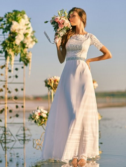 Изысканное нарядное платье белого цвета, фото 1