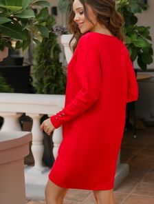 Короткое красное теплое платье из ангоры