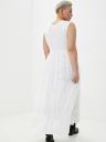Повседневное белое свободное летнее хлопковое макси-платье с вышивкой и кружевными деталями, фото 7