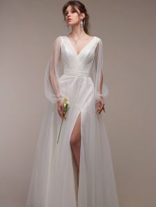 Вечернее белое фатиновое длинное платье большого размера