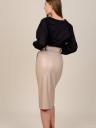 Женская кожаная юбка- карандаш длины миди с карманами и поясом, фото 6