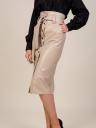 Женская кожаная юбка- карандаш длины миди с карманами и поясом, фото 3