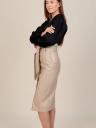 Женская кожаная юбка- карандаш длины миди с карманами и поясом, фото 5