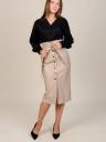Женская кожаная юбка- карандаш длины миди с карманами и поясом, фото 4