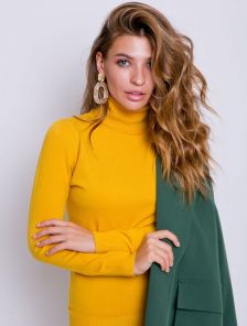 Базовый желтый гольф с натуральным кашемиром и ангорой