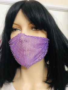 Фиолетовая маска блестящая со стразами