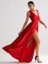 Вечернее красное шелковое платье в пол, фото 2