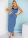 Элегантное нарядное синее атласное платье с разрезом, фото 2