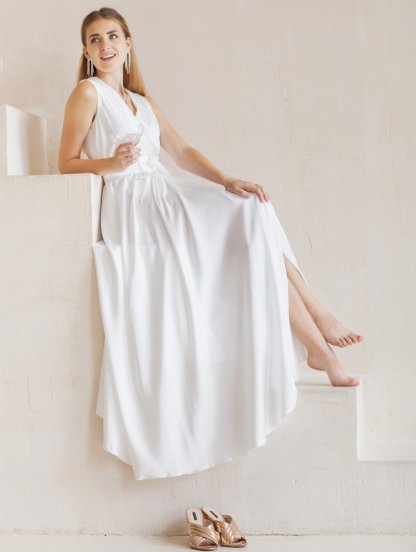 Роскошное платье молочного цвета из итальянского шелка, фото 1