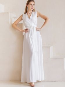 Роскошное длинное платье молочного цвета 