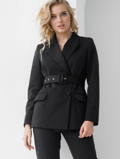 Стильный качественный женский пиджак черного цвета большого размера, фото 1