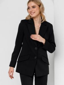 Стильный качественный женский пиджак черного цвета большого размера