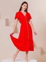 Летнее легкое красное платье на короткий рукав миди длины, фото 4