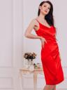 Вечернее атласное красное платье с декольте, фото 3
