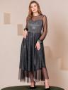 Нарядное длинное черное блестящее платье с сеткой, фото 6