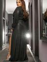 Вечернее черное длинное платье на длинный рукав, фото 3