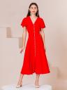 Летнее легкое красное платье на короткий рукав миди длины, фото 2