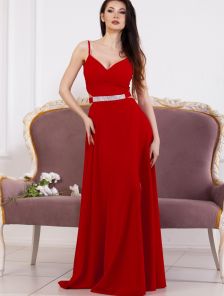 Красное легкое вечернее платье с открытой спиной 