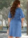 Стильное голубое замшевое платье прямого кроя, фото 4