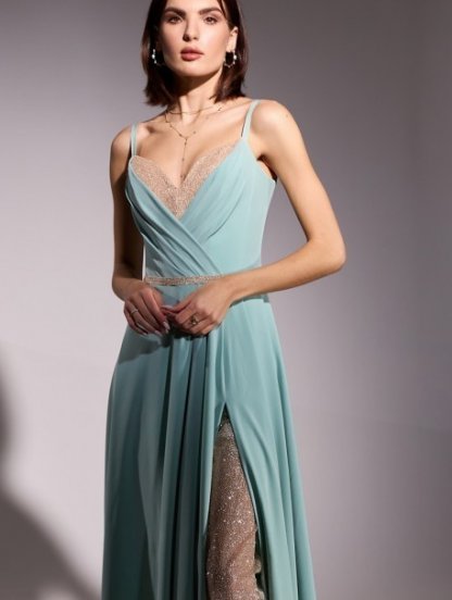 Вечернее платье в пол с разрезом для ефектной девушки, фото 1