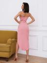 Длинное нарядное сексуальное розовое платье с бахромой из камней, фото 4