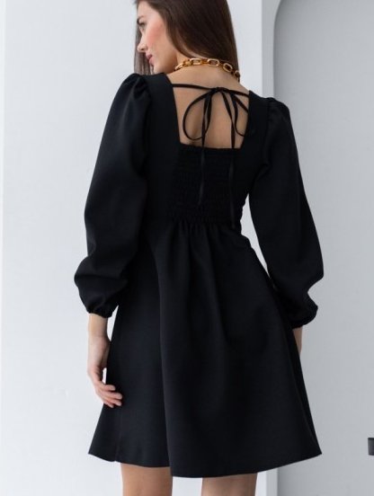 Черное классическое платье на длинный рукав, фото 1