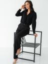 Черная шелковая блуза на длинный рукав для офиса, фото 2