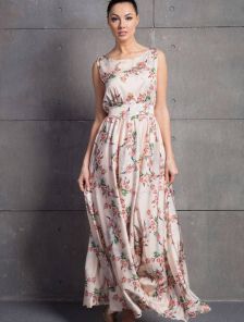 Нарядное шелковое платье в цветочный принт