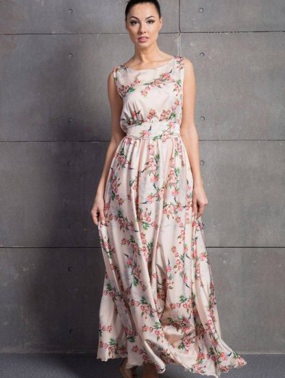 Нарядное шелковое платье в цветочный принт, фото 1