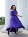 Фиолетовое длинное летнее платье большого размера с воланом и оборкой, фото 3