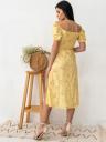 Желтое платье миди в цветочный принт с коротким рукавом и разрезом по ноге, фото 3