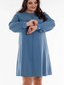 Нарядное голубое платье с рукавом